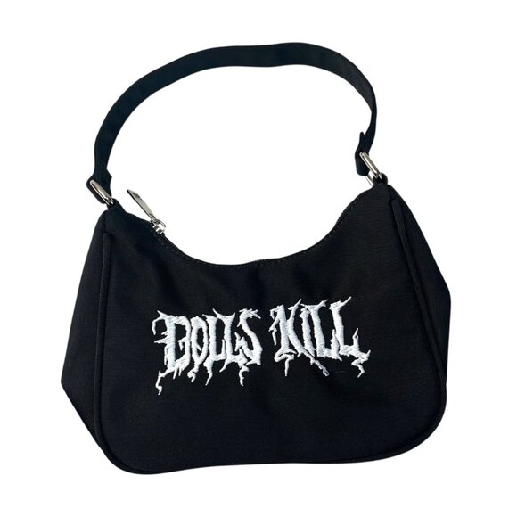 Dolls Kill Embroidered Black Small Shoulder Bag - Picture 1 of 7